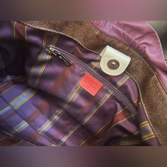 Etro Paisley Shoulder Bag purple leather - Picture 5 of 6